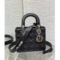 Top Design Dior Small Lady Dior My ABCDior Bag in Cannage Lambskin CD8028 Black/Silver 2023