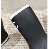 Luxurious Chanel Rubber Platform Rain Boots with CC Black 0323039