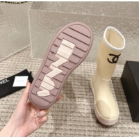 Cheap Price Chanel Rubber Platform Rain Boots with CC Light Beige 323040