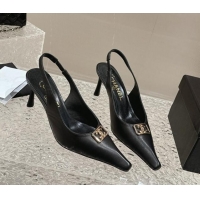 Good Looking Chanel Calfskin Slingback Pumps with Framed CC Black 323051