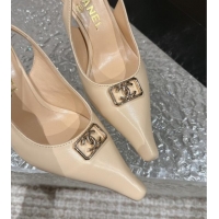 Most Popular Chanel Calfskin Slingback Pumps with Framed CC Beige 323052