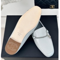 Pretty Style Chanel Calfskin Moccasins Loafers with CC Chain G45568 Grey 323056