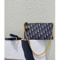 Promotional Dior 30 Montaigne Midi Mini Bag in Dior Oblique Jacquard with Pearl Chain CD8066 Blue 2023