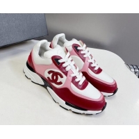 Popular Style Chanel Calfskin Sneakers with Side CC Pink/Red 323061