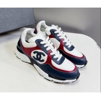 Most Popular Chanel Calfskin Sneakers with Side CC Navy Blue 323062