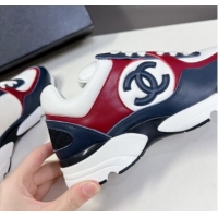 Most Popular Chanel Calfskin Sneakers with Side CC Navy Blue 323062