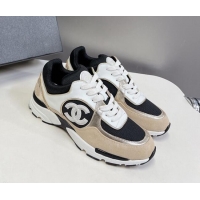 Trendy Design Chanel Mesh, Calfskin & Suede Sneakers with Side CC Beige 323064