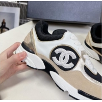 Trendy Design Chanel Mesh, Calfskin & Suede Sneakers with Side CC Beige 323064