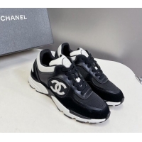 Hot Style Chanel Mesh, Calfskin & Suede Sneakers with Side CC Black/White 323065