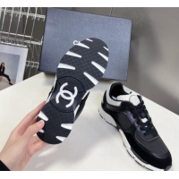 Hot Style Chanel Mesh, Calfskin & Suede Sneakers with Side CC Black/White 323065