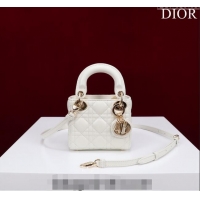 Famous Brand Dior Micro Lady Dior Bag in Lambskin M0856 White/Gold 2023