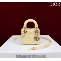 Buy Discount Dior Micro Lady Dior Bag in Lambskin M0856 Light Yellow 2023