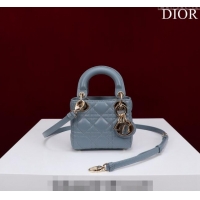 Classic Specials Dior Micro Lady Dior Bag in Lambskin M0856 Light Blue 2023