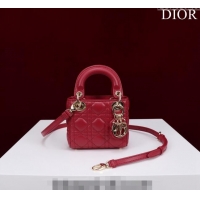 Buy Fashionable Dior Micro Lady Dior Bag in Lambskin M0856 Dark Red 2023