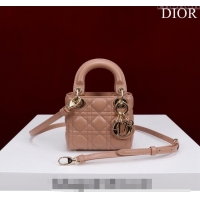 Top Grade Dior Micro Lady Dior Bag in Lambskin M0856 Nude 2023