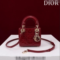 Famous Brand Dior Micro Lady Dior Bag in Patent Leather M0856 Dark Red 2023