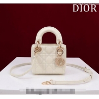 Luxury Discount Dior Micro Lady Dior Bag in Patent Leather M0856 White/Gold 2023