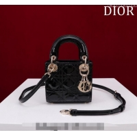 Super Quality Dior Micro Lady Dior Bag in Patent Leather M0856 Black/Gold 2023