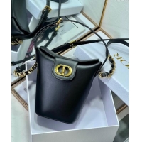 Luxurious Grade Dior 30 Montaigne Dior Amber Mini Bucket Bag in Calfskin 8833 Black 2023