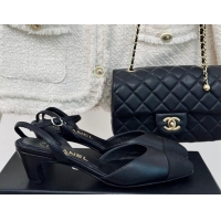 Good Product Chanel Calfskin & Grosgrain Slingback Pumps 4.5cm G45370 Black 323072