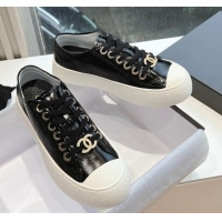 Good Quality Chanel Patent Calfskin Low-Top Sneakers G45561 Black 323091