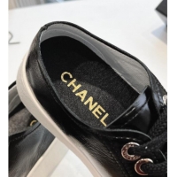 Good Quality Chanel Patent Calfskin Low-Top Sneakers G45561 Black 323091