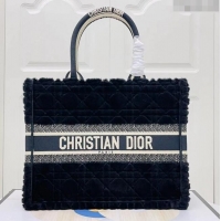 Big Discount Dior Small Book Tote Bag in Cannage Shearling CD1809 Black 2024