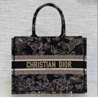 Hot Sell Cheap Dior Medium Book Tote Bag with Butterfly Embroidery CD1810 Black/Gold 2023