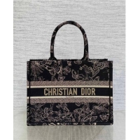 Hot Sell Cheap Dior Medium Book Tote Bag with Butterfly Embroidery CD1810 Black/Gold 2023