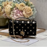 Promotional Dior Miss Dior Top Handle Bag with Gold-Finish Butterfly Studs CD1807 Black 2024