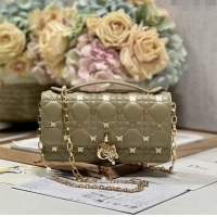 Well Crafted Dior Miss Dior Top Handle Bag with Gold-Finish Butterfly Studs CD1808 Beige 2024