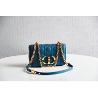 Famous Brand Dior Small Caro Chain Bag in Soft Cannage Calfskin CD1815 Ocean Blue 2024