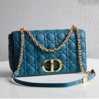 Good Taste Dior Large Caro Chain Bag in Soft Cannage Calfskin CD1815 Ocean Blue 2024