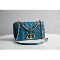 Good Taste Dior Large Caro Chain Bag in Soft Cannage Calfskin CD1815 Ocean Blue 2024