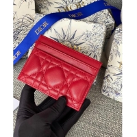 Promotional Dior Lady Dior Card Holder in Supple Cannage Lambskin CD1101 Red 2024