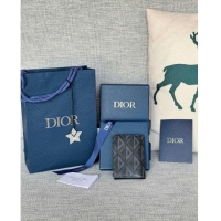 New Style Dior Essentials Bi-Fold Card Holder CD Diamond Canvas CD1109 Black 2024