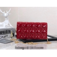 Luxurious Discount Dior Lady Dior Pouch in Patent Cannage Calfskin CD8065 Red 2024