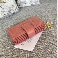 Good Looking Dior Lady 5-Gusset Card Holder Wallet in Cannage Lambskin CD20201 Dark Pink 2024