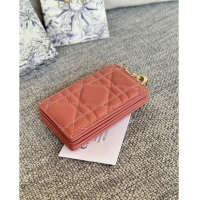 Good Looking Dior Lady 5-Gusset Card Holder Wallet in Cannage Lambskin CD20201 Dark Pink 2024