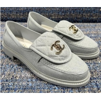 ​Shop New Chanel Denim Loafers With CC Foldover G45478 Light Blue