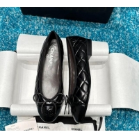 Classic Hot Chanel Classic Quilted Shiny Calfskin Ballet Flat Black 325018