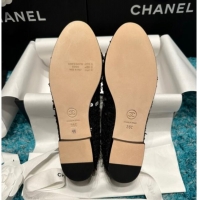 Grade Quality Chanel Classic Tweed Ballet Flat with Sequins Black/Gold 325019