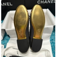 Luxurious Chanel Classic Grosgrain Ballet Flat Black/Gold-Tone 325021