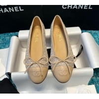 Best Grade Chanel Classic Tweed Ballet Flat Apricot 325022