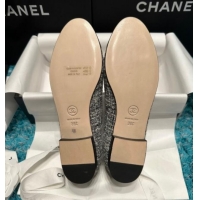 Good Quality Chanel Classic Tweed Ballet Flat Dark Grey 325024