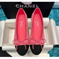 Unique Style Chanel Classic Tweed Ballet Flat Pink/Black 325025