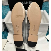 Good Product Chanel Classic Metallic Calfskin Ballet Flat Silver 325026