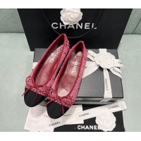 Big Discount Chanel Classic Tweed Ballet Flat Pink/Red 325027