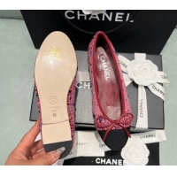 Big Discount Chanel Classic Tweed Ballet Flat Pink/Red 325027