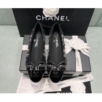 Best Product Chanel Classic Tweed Ballet Flat Black/White 325031